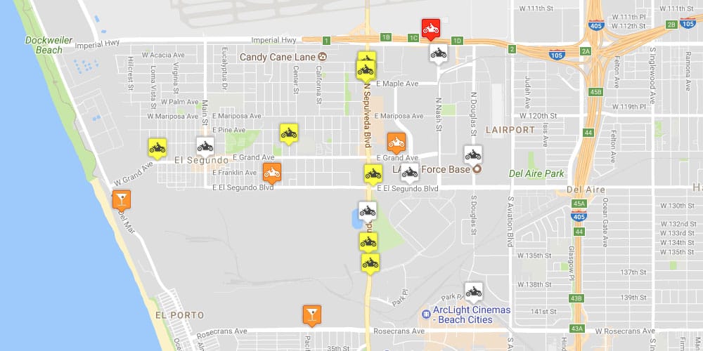 El Segundo Motorcycle Accident Map