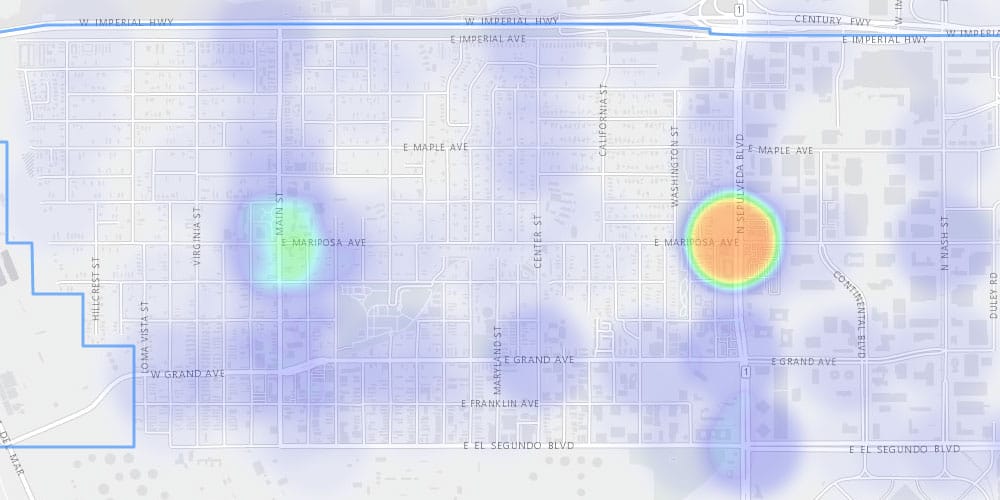 El Segundo Pedstrian and Bicycle Accident Map